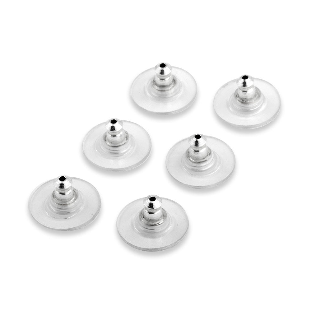 Hypo Allergenic Bullet Clutch Earring Backs with Pads - Silver
