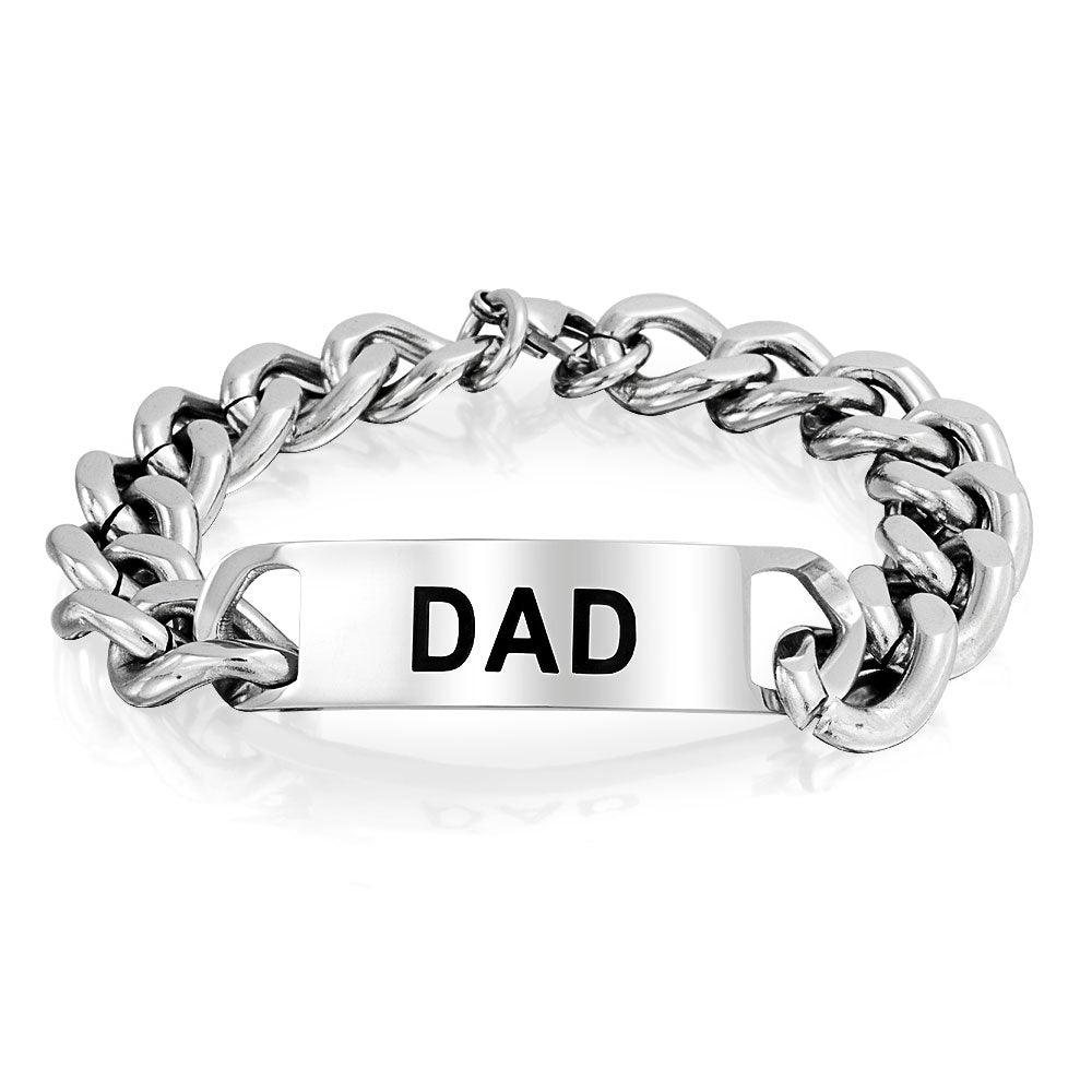 Dad Daddy Name Plated Bicycle Chain Bike ID Bracelet Stainless Steel –  Bling Jewelry