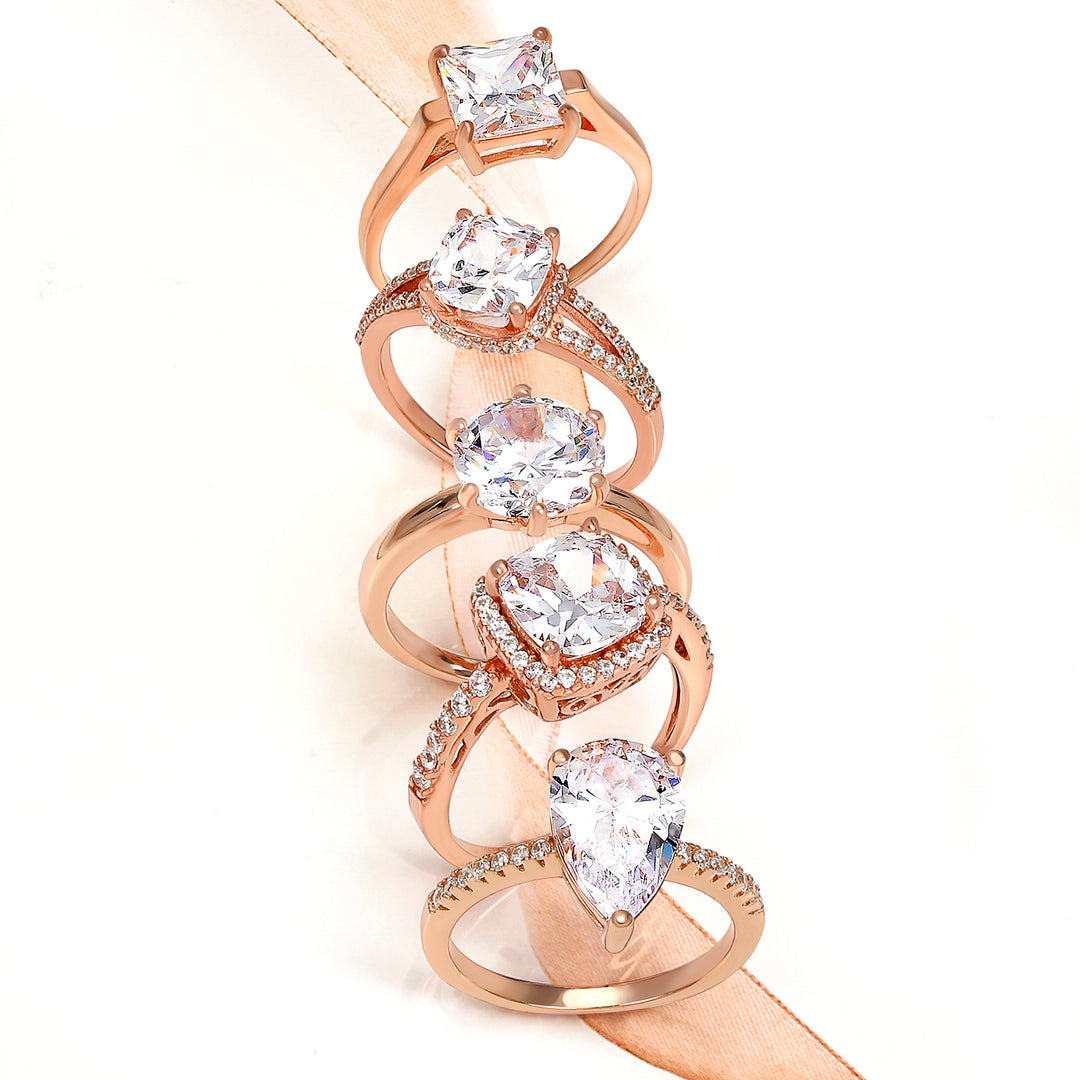 Exclusive Rose Gold Baby Pink Cz Stones Studded Ring,Diamond 2024 Cocktail Rings | Diamond Ring | Wedding Jewelry | CZ Rings | Indian Jewelry|