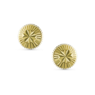 Simple Classic 10K Gold Drop Ball Earrings Round Half Dome Star Burst Studs 6MM