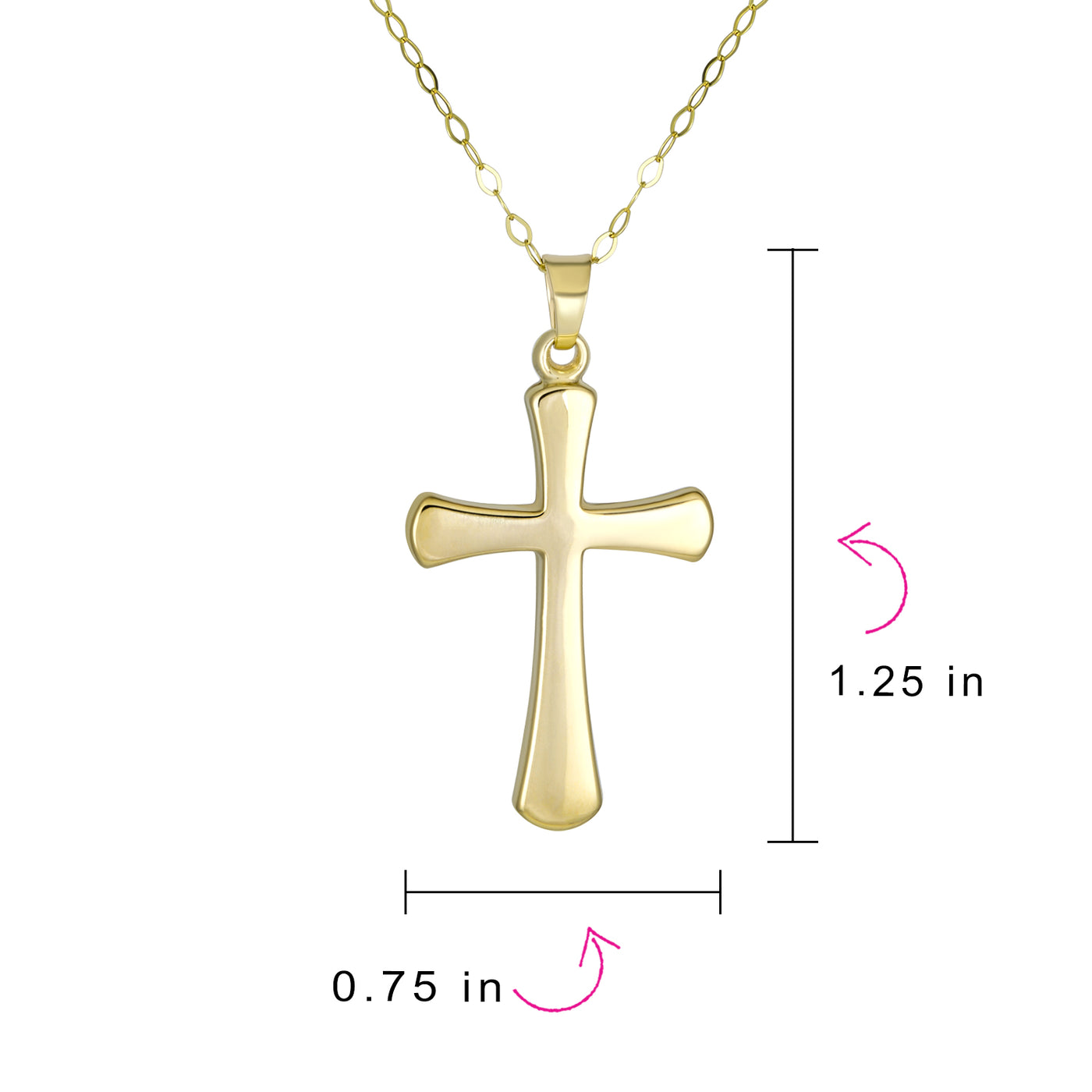 Delicate 14K Yellow Gold Cross Pendant Necklace - No Chain Included