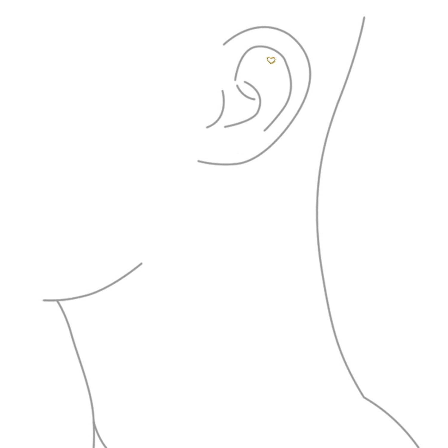 Petite Heart Stud Earring In 14K Yellow Gold Helix (single)