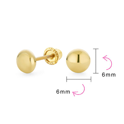 Classic Petite 14K Yellow Gold Drop Ball Earrings with Screw Back 4MM