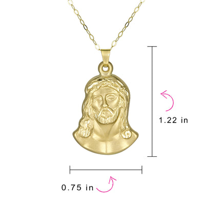 Matt & Shiny 14K Gold Jesus Christ Medallion Pendant Necklace for Men Teens