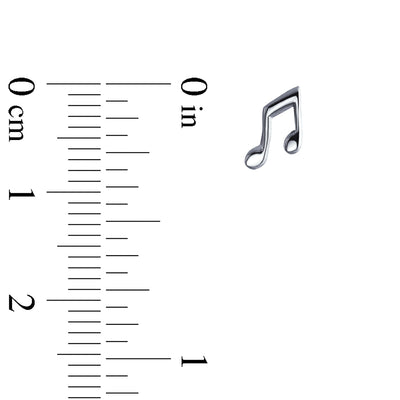 Set of 2 Tiny Music G Treble Clef Eight Note Stud Earrings Sterling Silver