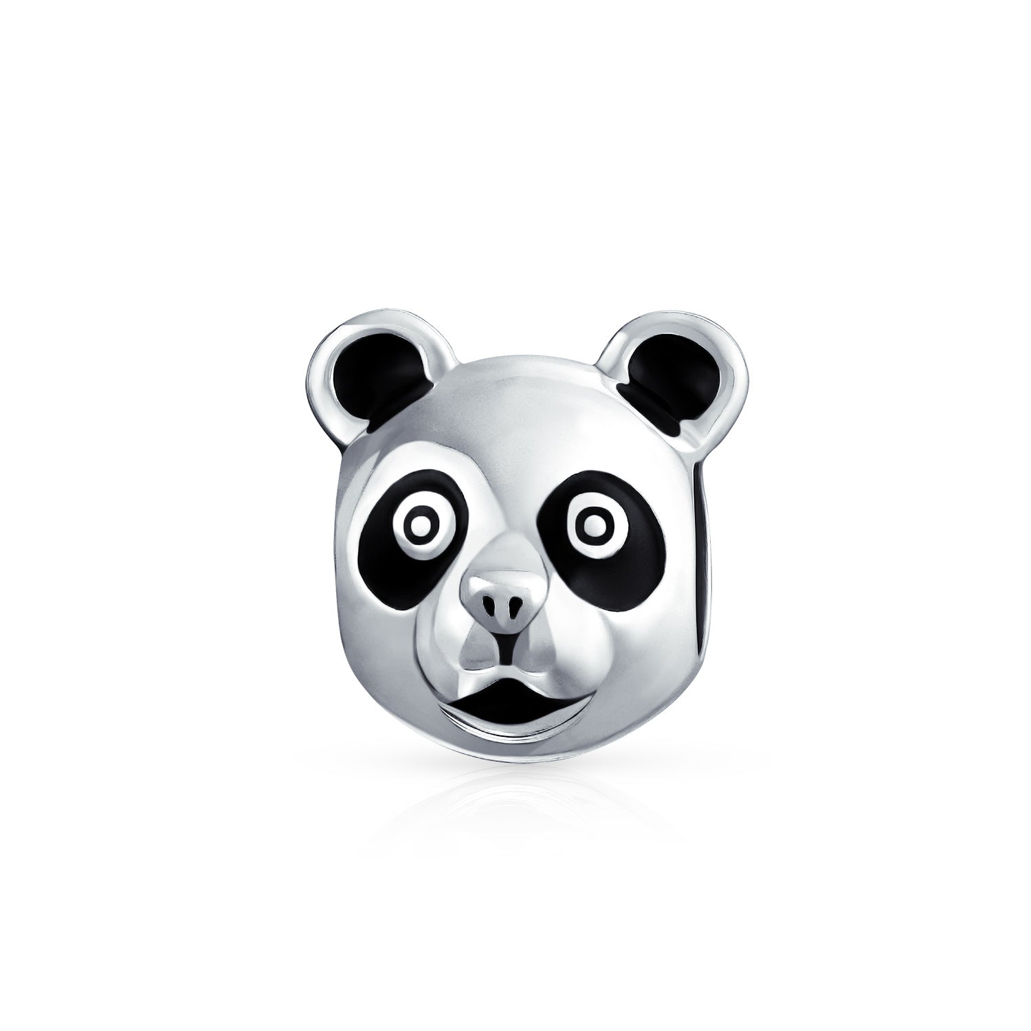 .925 Sterling Silver Bear Face Zoo Animal Koala Panda Charm Bead Two Tone for Bracelet (Set of 2)