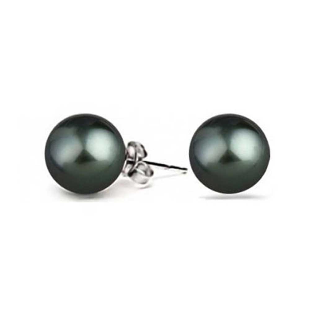 Set Of 3 White Black Pink Simulated Pearl Stud Ball Earrings Sterling Silver 8MM