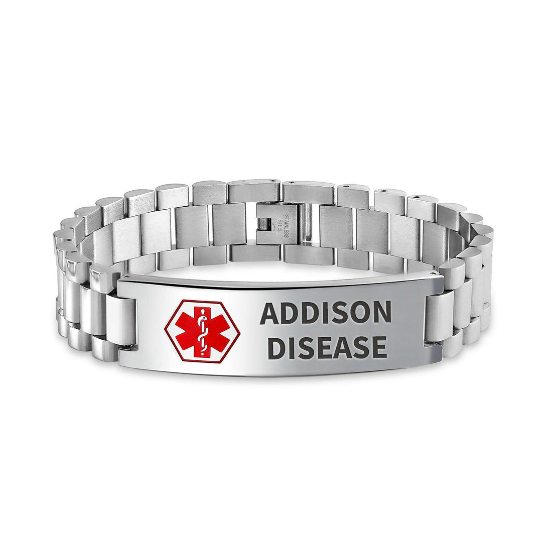 Medical ID Bracelet for Men Steel Link 8.5in Identification Band Bling Jewelry