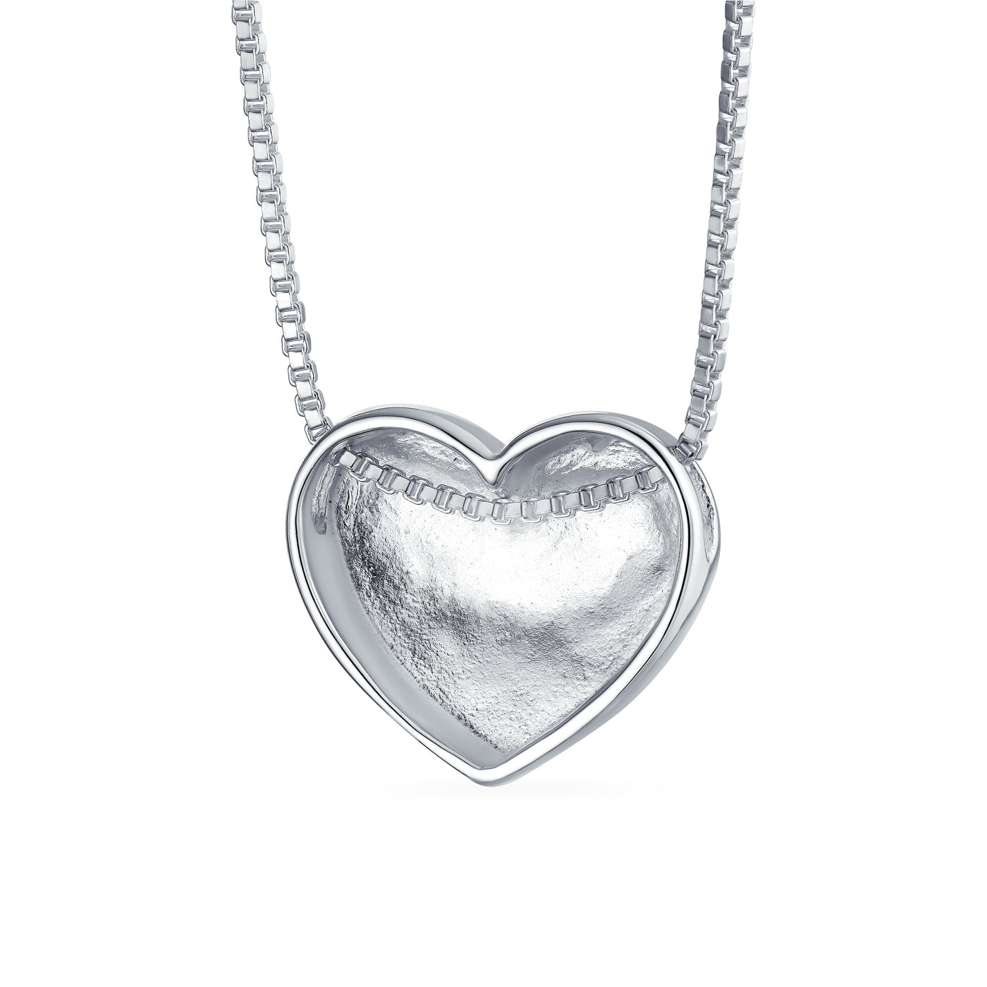 Plain Alphabet Initial Heart Pendant Necklace in Sterling Silver A-AZ Monogram