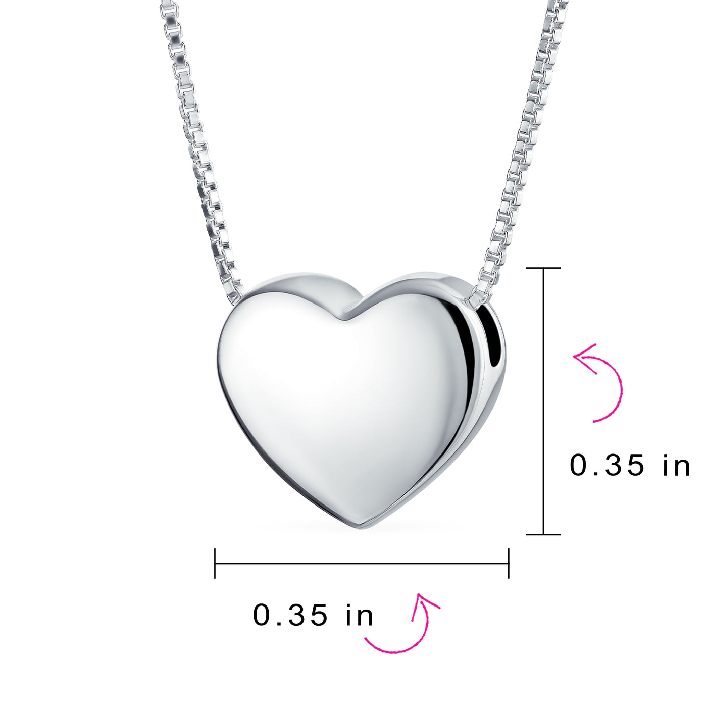 Plain Alphabet Initial Heart Pendant Necklace in Sterling Silver A-AZ Monogram