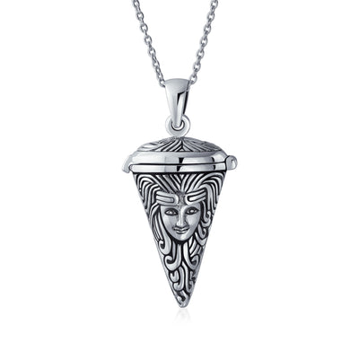 Unisex Sterling Silver Locket Necklace Angel Protector of Mother Earth Design