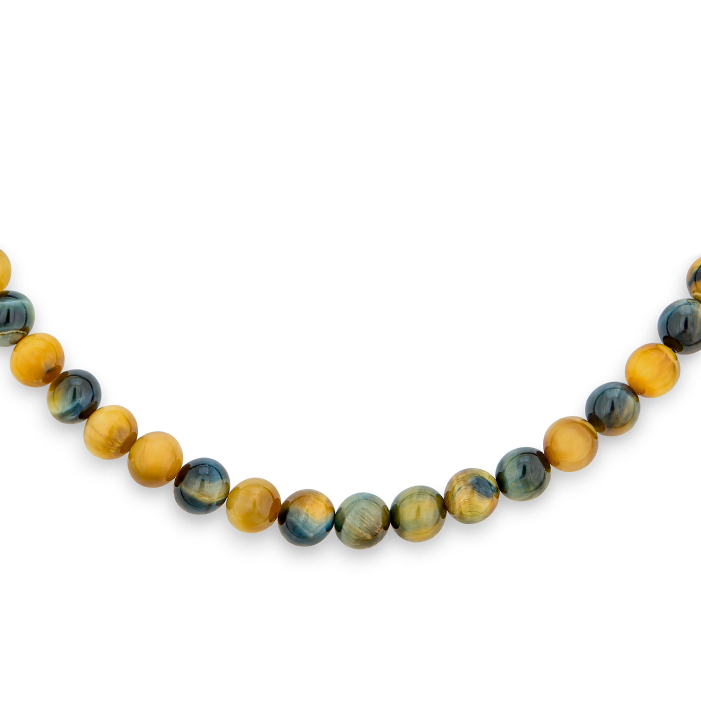 Plain Western Jewelry Grey Black Tiger Eye Bead Strand Necklace Silver Clasp