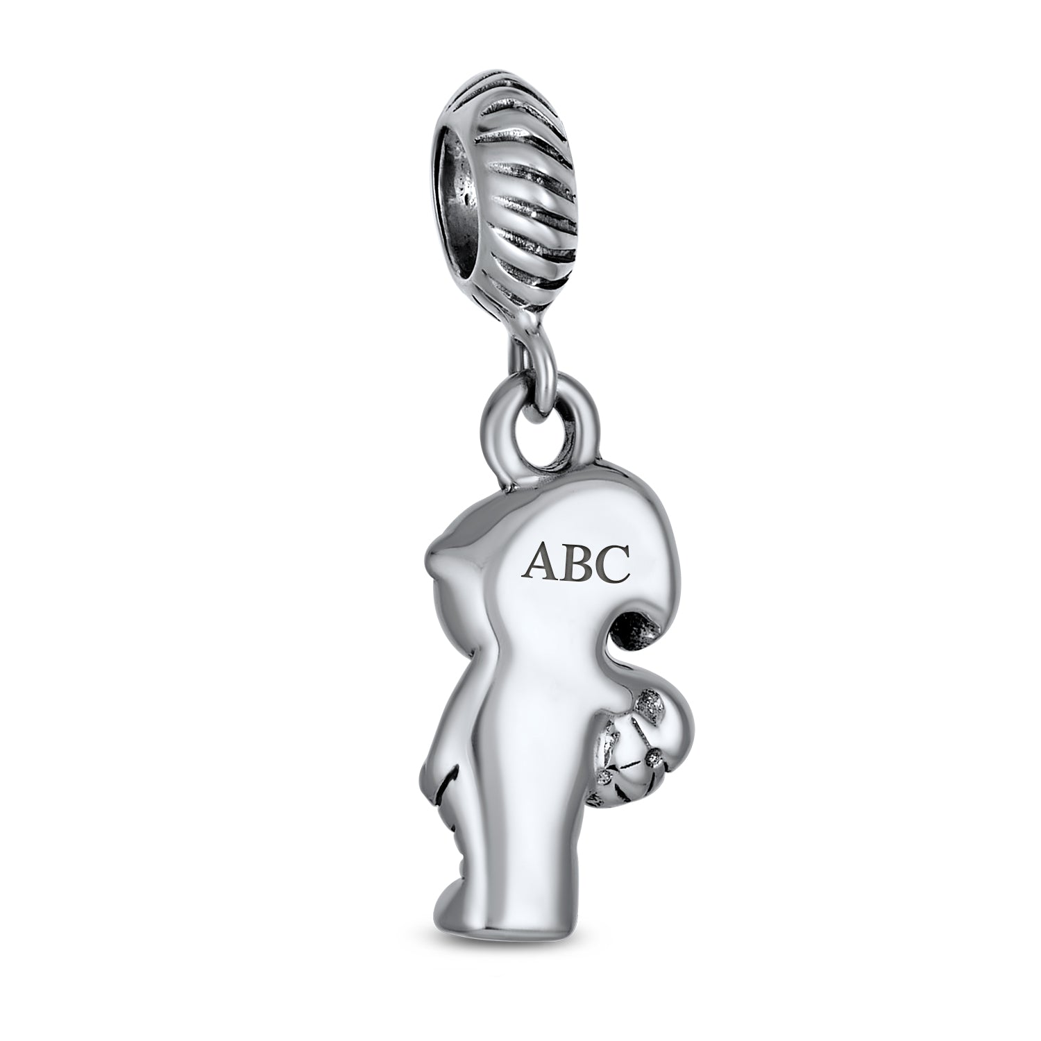 .925 Sterling Silver Personalized Cartoon Cheerleader Soccer Player Dangle Charm Bead for Bracelet