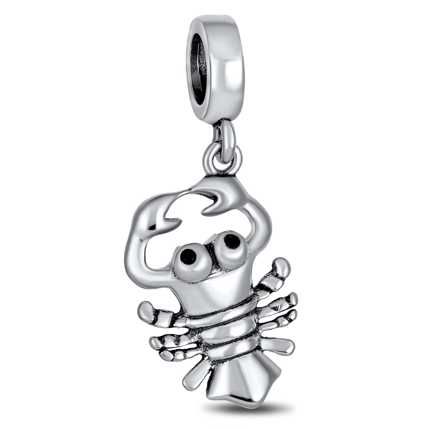.925 Sterling Silver Nautical Lobster Vacation Travel Dangle Charm Bead for Bracelet
