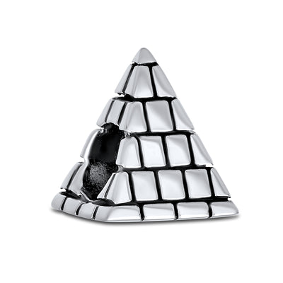 Set of 2 Vacation Travel Suitcase Luggage & Egyptian Pyramid Charm Bead Silver