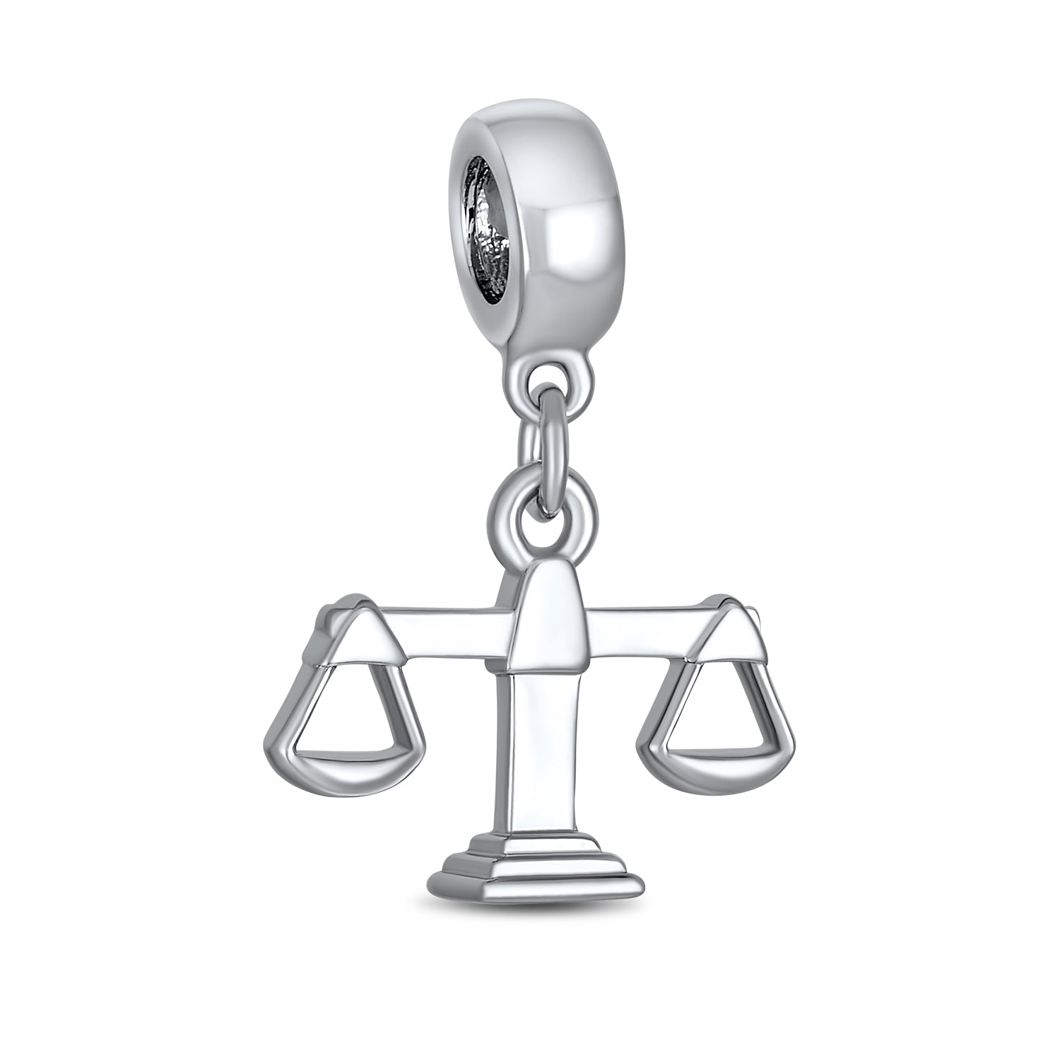 Sterling Silver Judge Lawyer Scales Of Justice Libra Zodiac Sign Dangle Charm Bead for Bracelet
