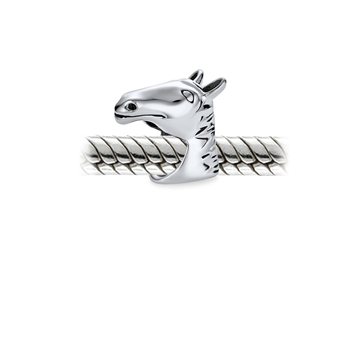 Set of 2 Western Horse and Jockey Equestrian Cap Hat Charm Bead Sterling Silver