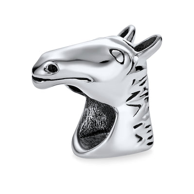 Set of 2 Western Horse and Jockey Equestrian Cap Hat Charm Bead Sterling Silver