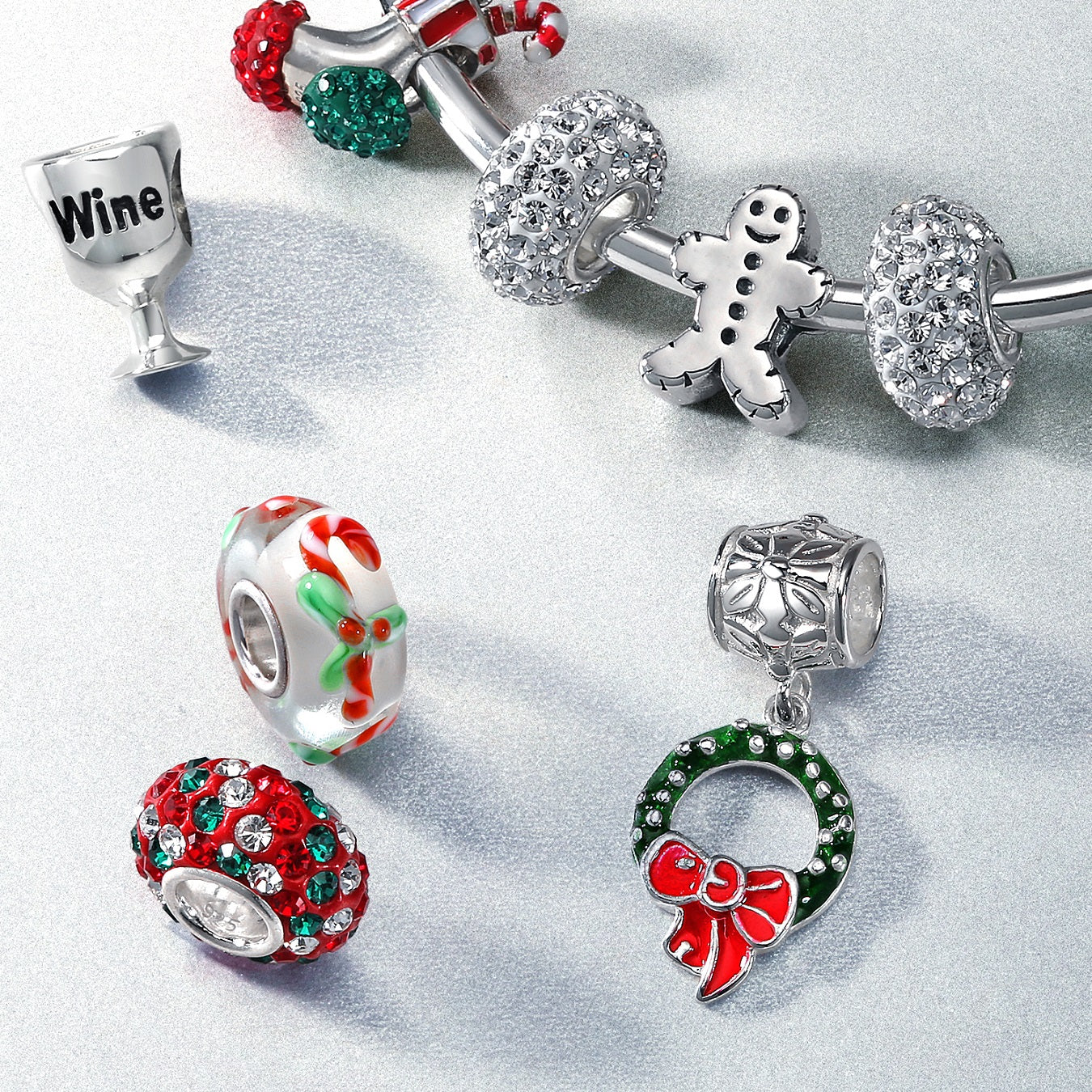 Christmas Charm Bead Gingerbread Man Cookie Shape Sterling Silver for Bracelets