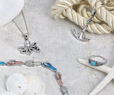 Nautical Ocean Marine Life Squid Octopus Pendant Necklace in Sterling Silver