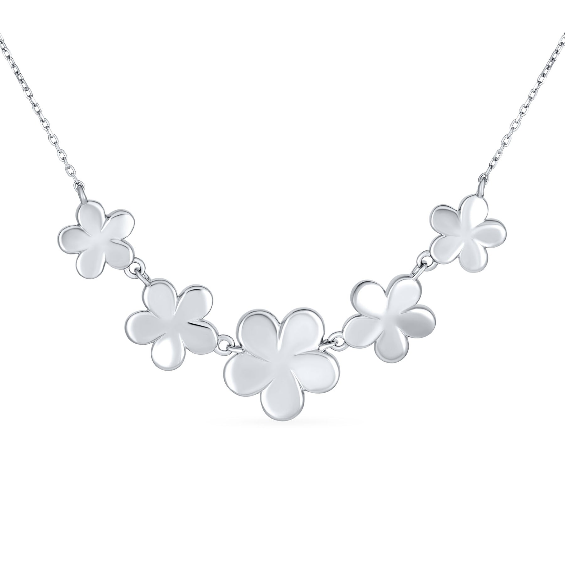 Statement Created Blue Opal Plumeria Hawaiian Flower Collar Necklace .925 Sterling Silver