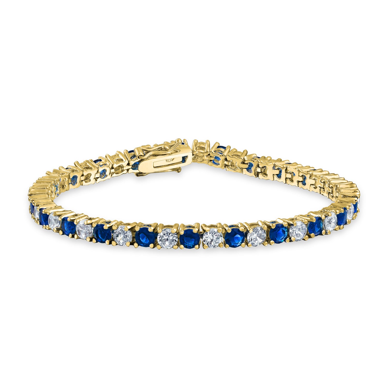 Alternating Round AAA CZ Tennis Bracelet Imitation Gemstones Gold Plat ...