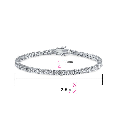 Traditional Bridal Jewelry 10 CT CZ Round Solitaire Tennis Bracelet Sterling Silver