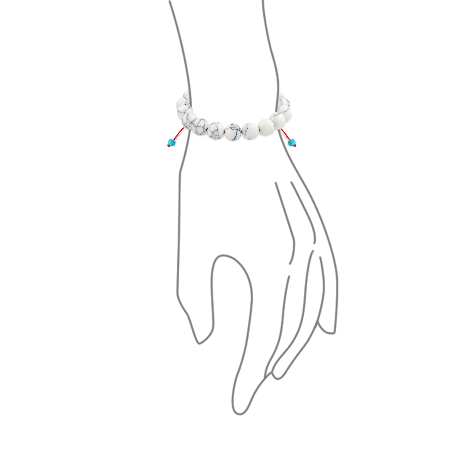 Blue Turquoise White Howlite Shamballa Inspired 10MM Gemstone Bracelet Set of 2 Adjustable