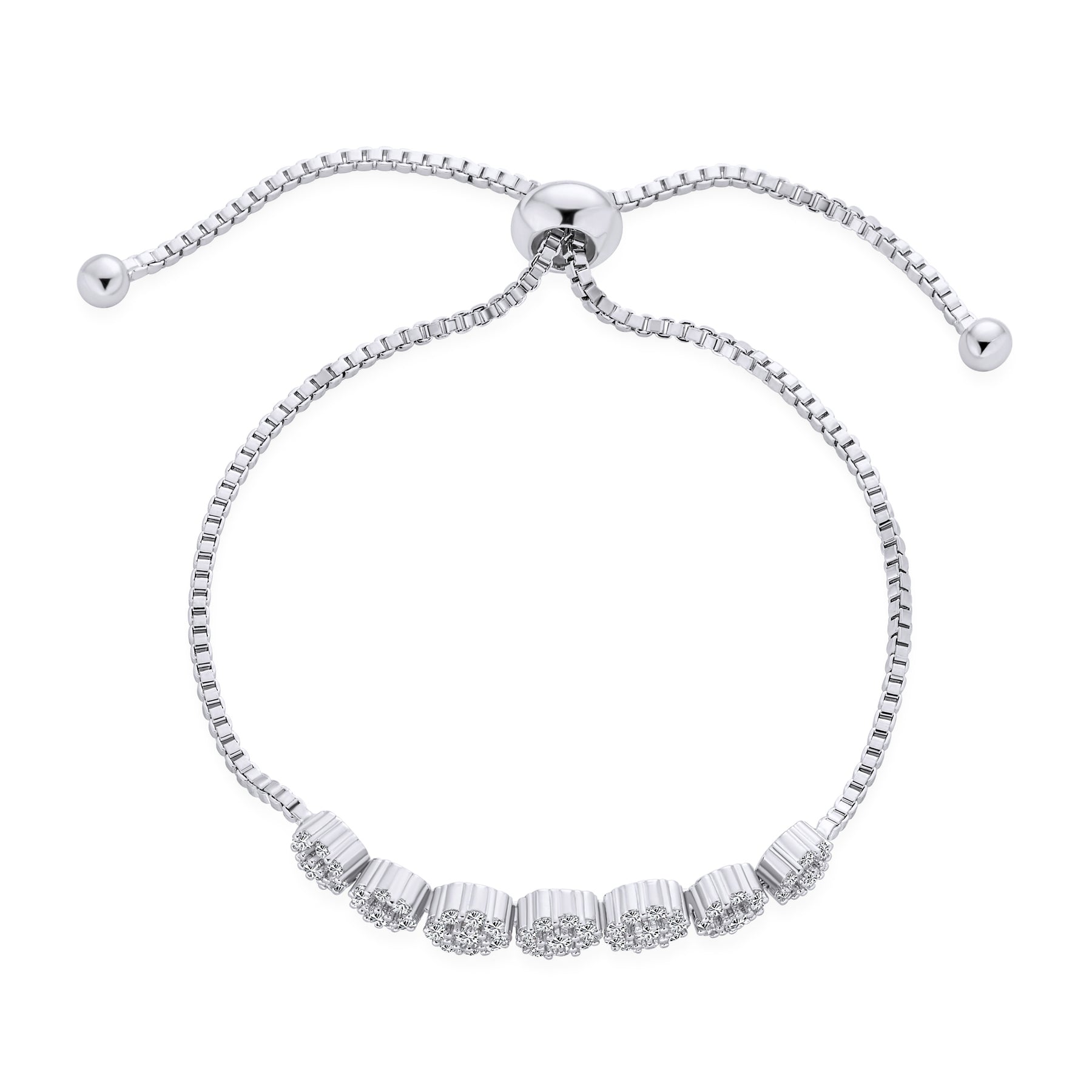 Bridal Prom CZ Rose Flower Bracelet & Rosette Drop Earrings Jewelry Set