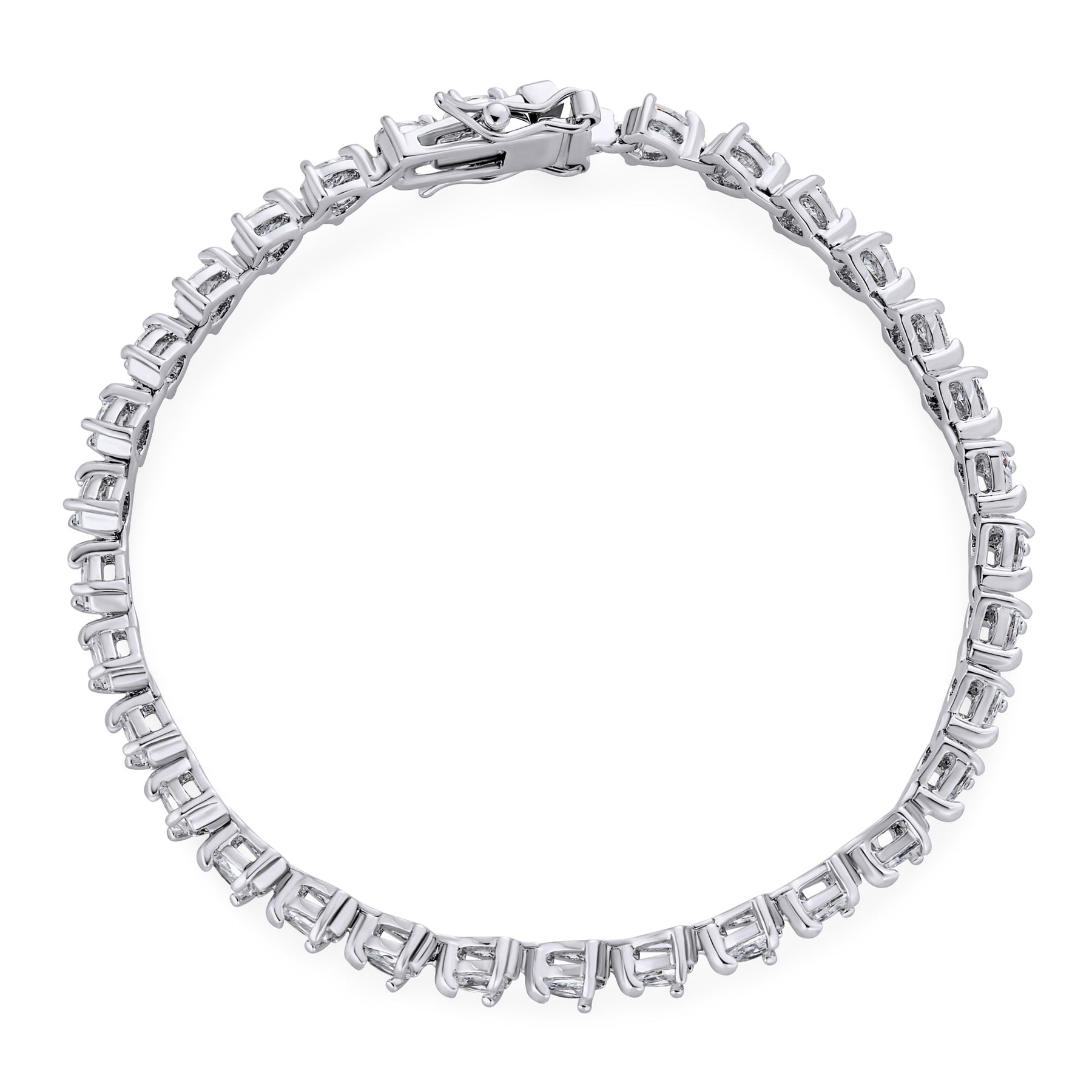 Delicate 12CTW CZ Pear Shape Teardrop Cubic Zirconia Tennis Bracelet Silver Plated 7.5 Inch