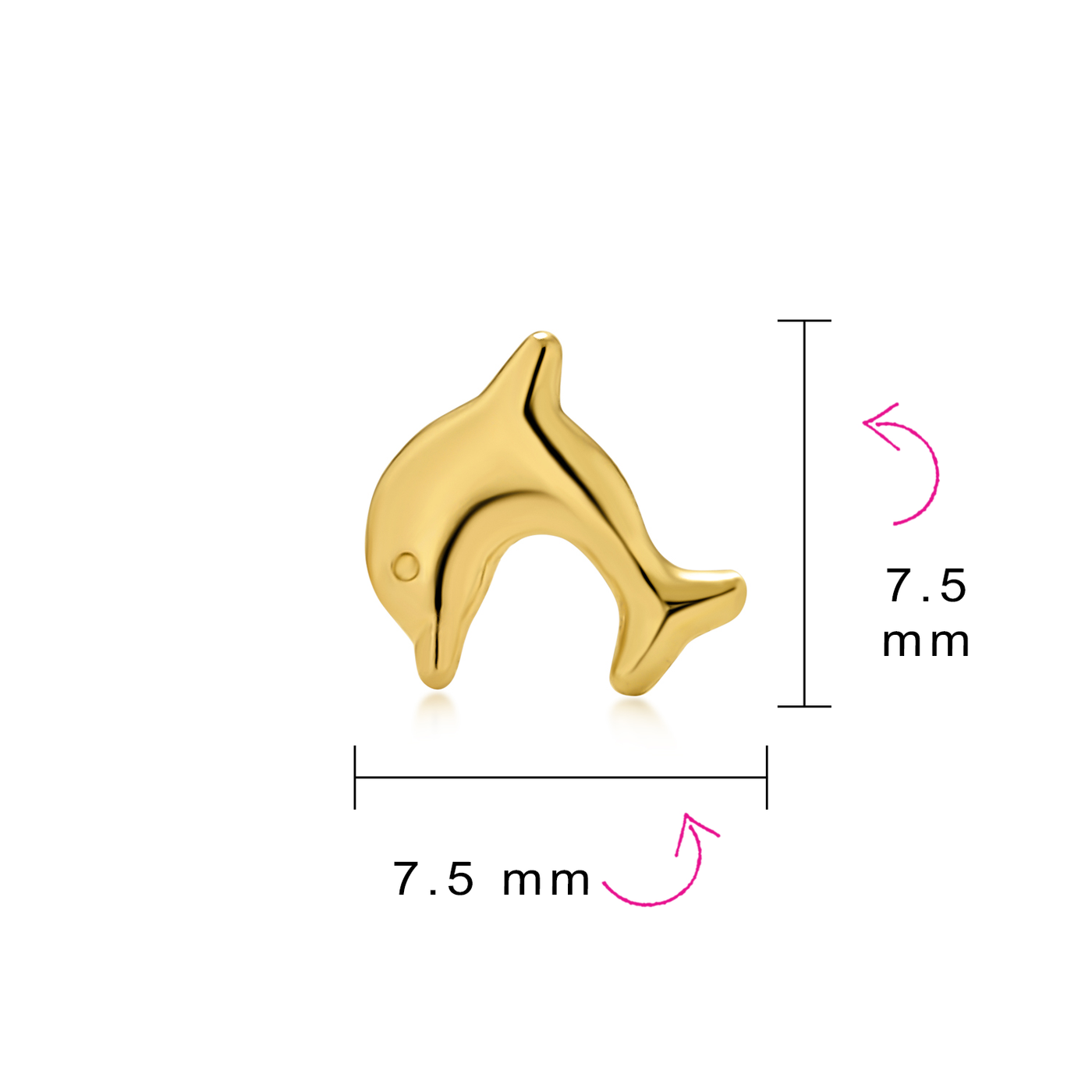 Tiny Nautical Dolphin 14K Gold Cartilage Ear Lobe Piercing Stud Earring 1 Piece