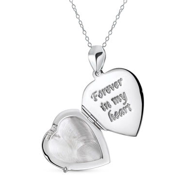 Vintage Style Heart Shaped Locket Necklace for Teens - Holds Photos Silver Pendant