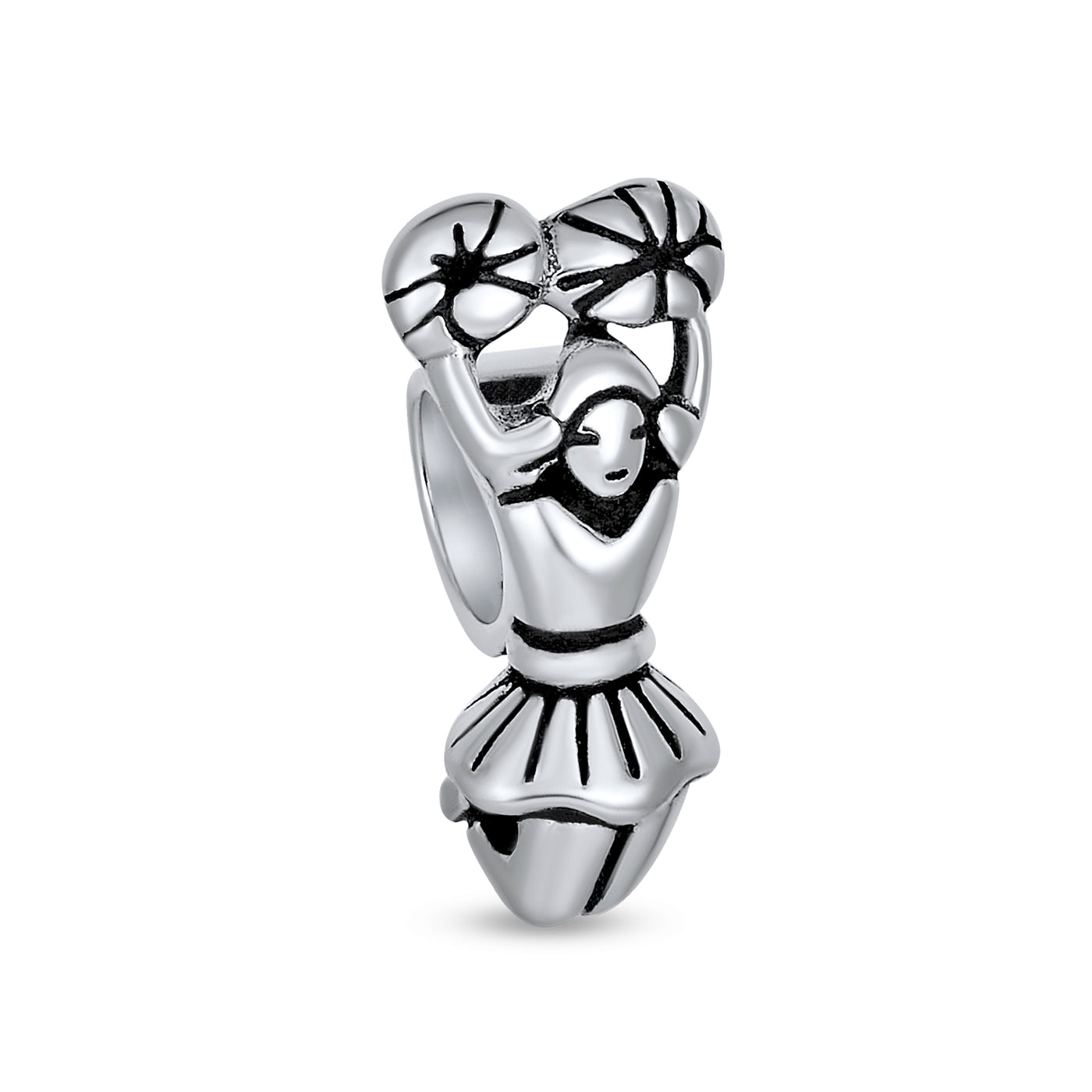 Set of 2 USA Rugby Sports & School Spirit Cheerleader Charm Bead Sterling Silver