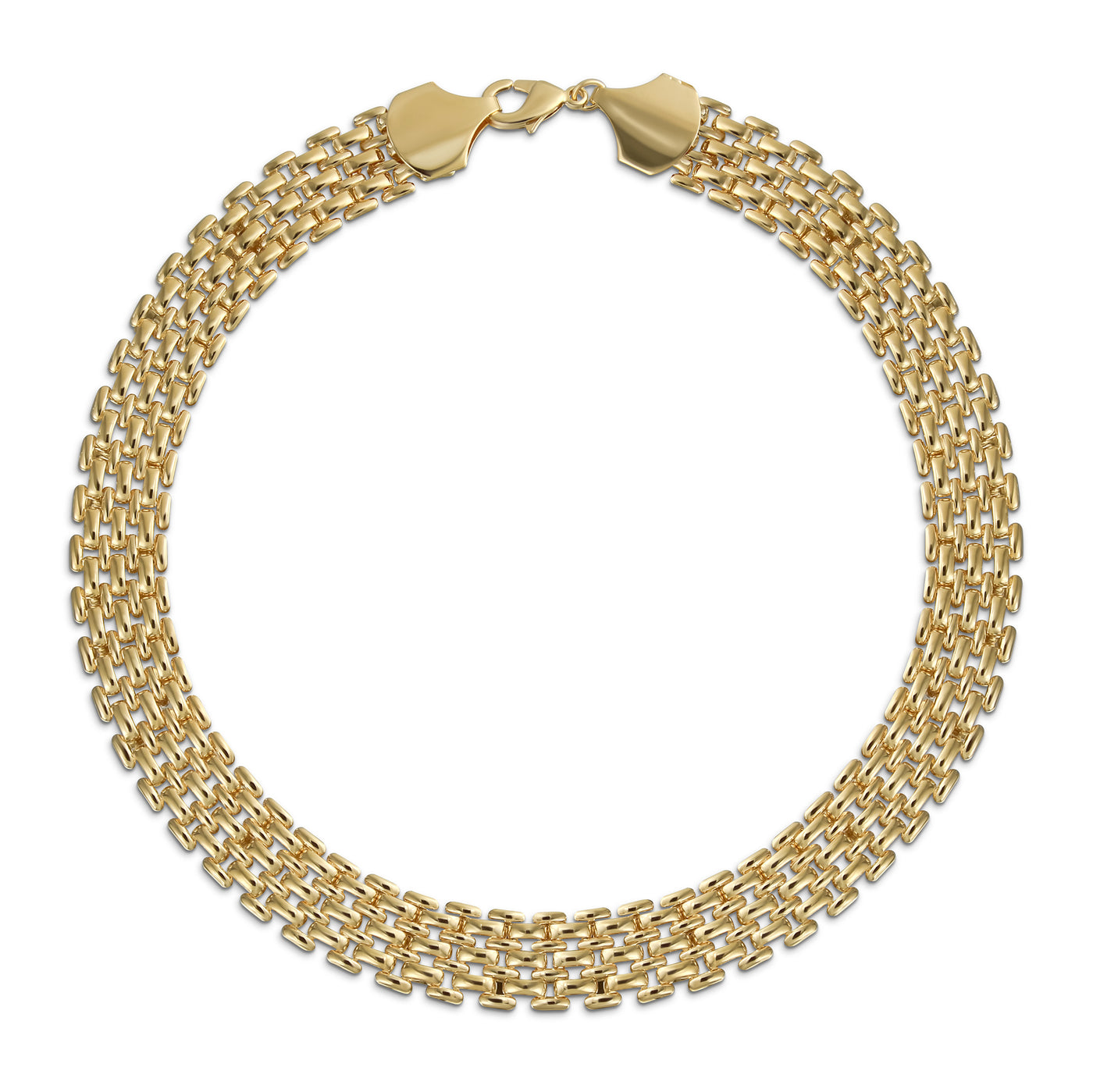 Classic Panther Link Collar Necklace Yellow Plated Brass 18-Inch Statement Piece