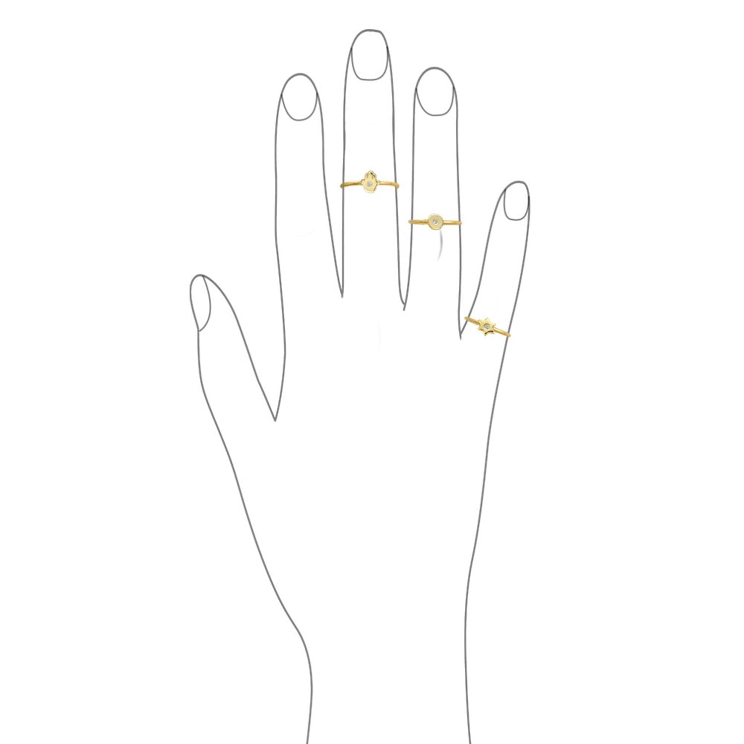 CZ Flat Round Disc Circle 14K Plated Silver Midi Knuckle Ring 1MM Band