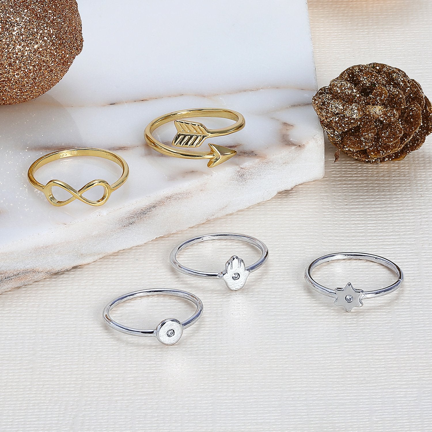 CZ Flat Round Disc Circle 14K Plated Silver Midi Knuckle Ring 1MM Band