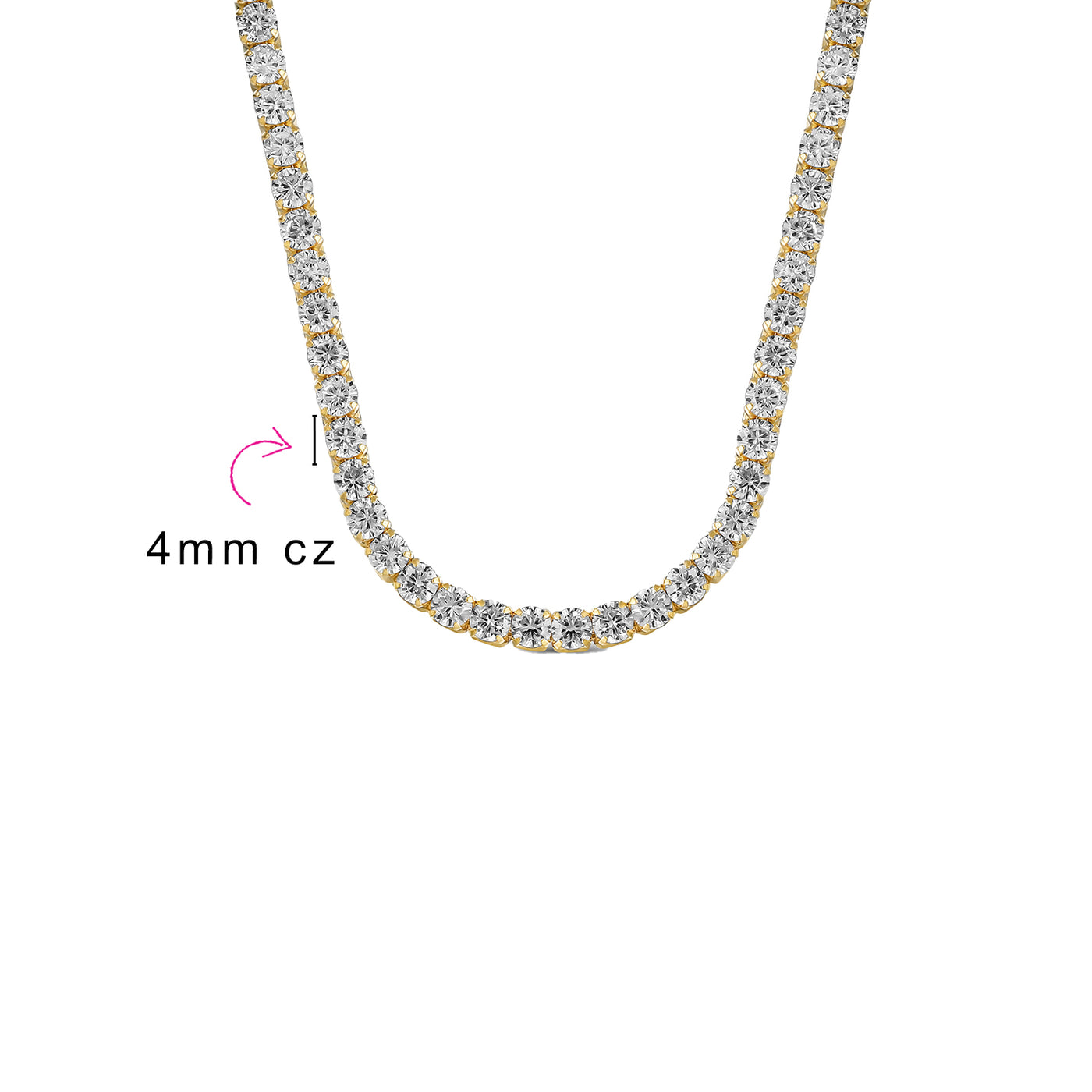 Bridal Lightweight CZ Round Prong Set Statement Tennis Necklace Collar Gold