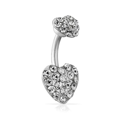 Crystal Heart Bar Belly Navel Ring Body Surgical Stainless Steel ...