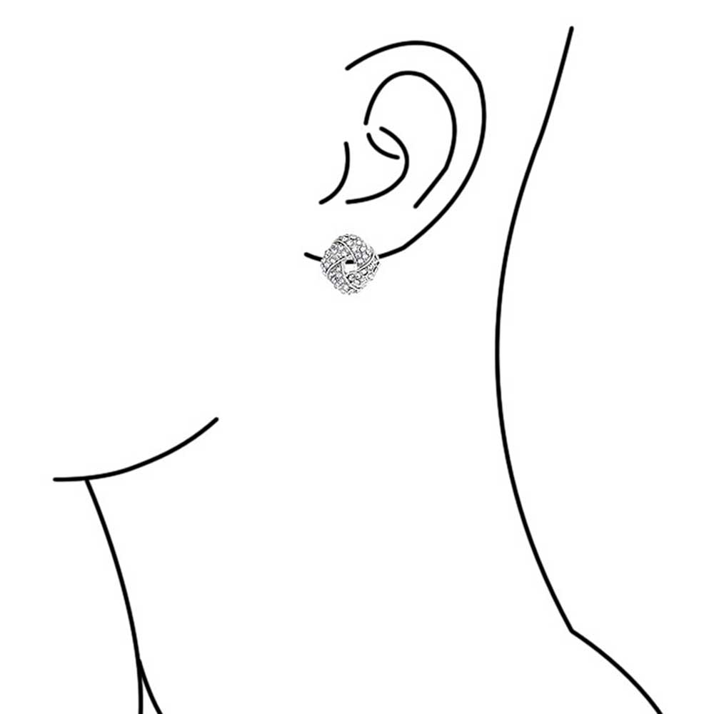Classic Twist Braided Pave Crystal Knot Button Style Clip On Earring Rose Gold (Set of 3)