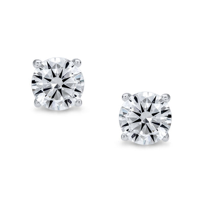 Brilliant Cut CZ Stud Earrings for Men in Sterling Silver, Sizes 5-10 MM