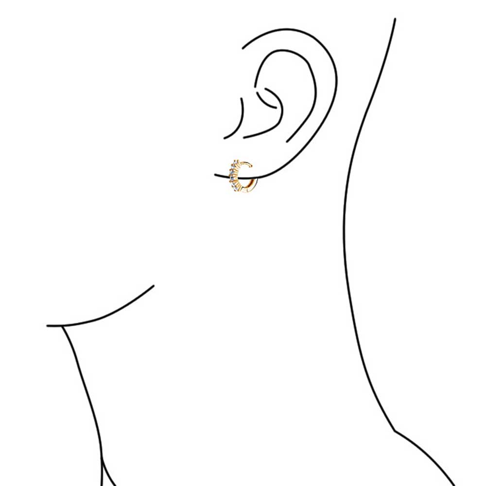 Set of 2 Solitaire CZ Round Hoop Earrings Silver Gold Plated Sterling Silver