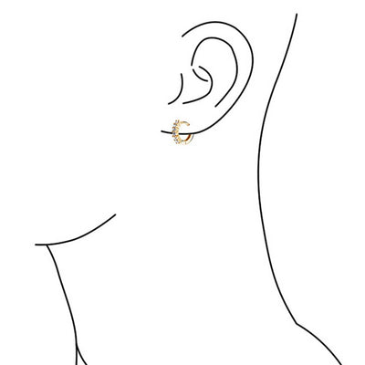 Set of 2 Solitaire CZ Round Hoop Earrings Silver Gold Plated Sterling Silver