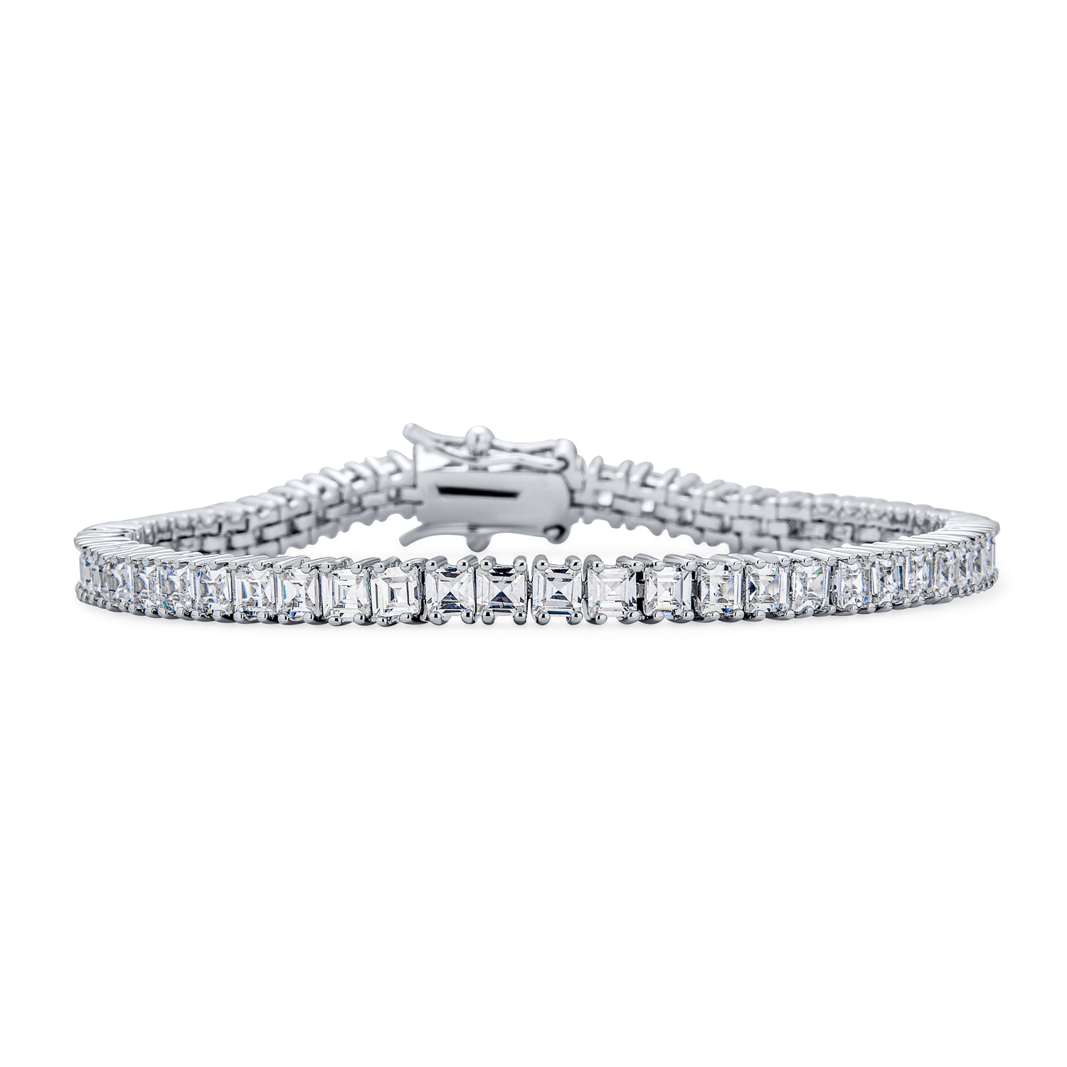 Cubic Zirconia Square CZ Channel Set Asscher Cut Tennis Bracelet s Prom Brass