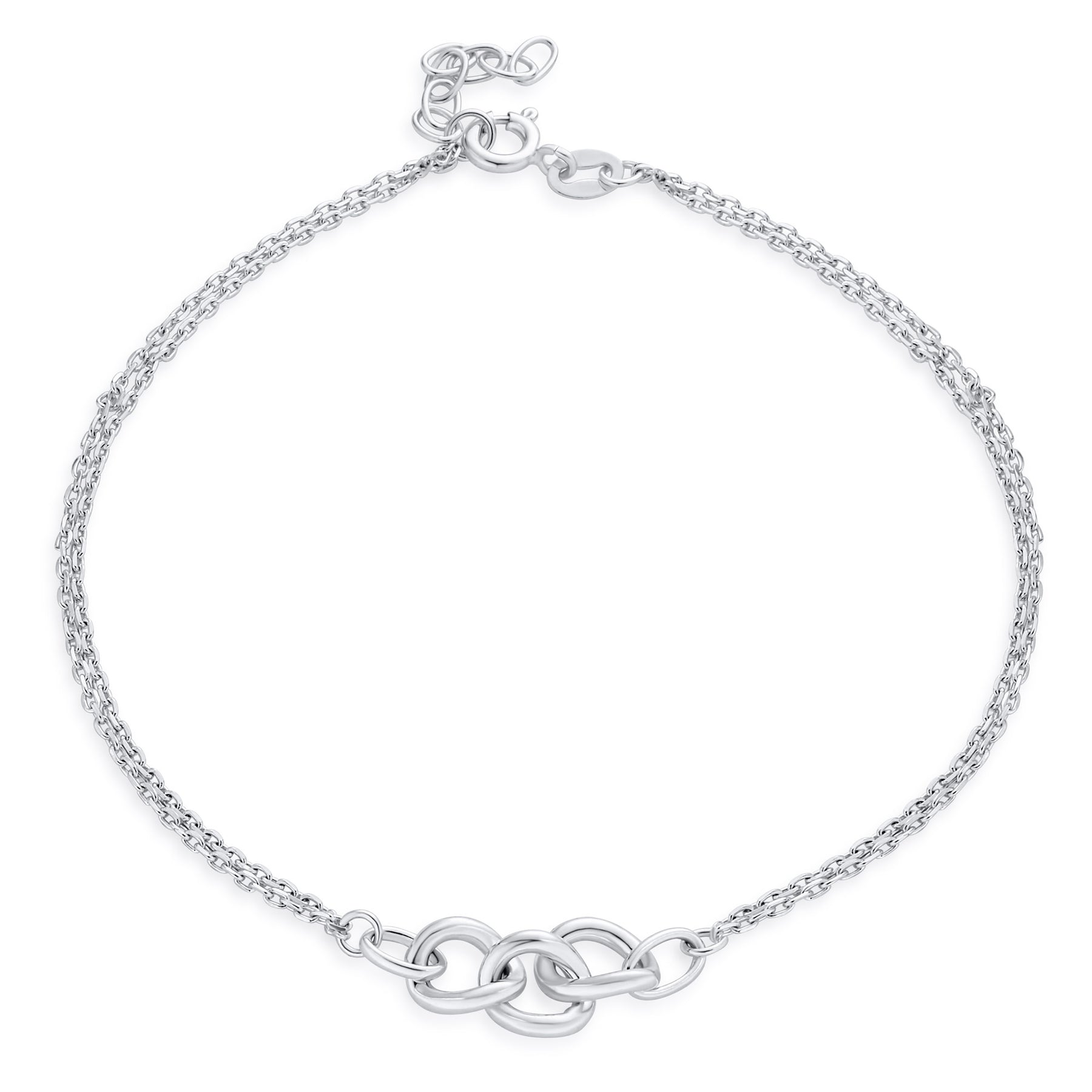 Infinity Love Knot Anklet Beaded Ball & Snake Chain Sterling Silver ...