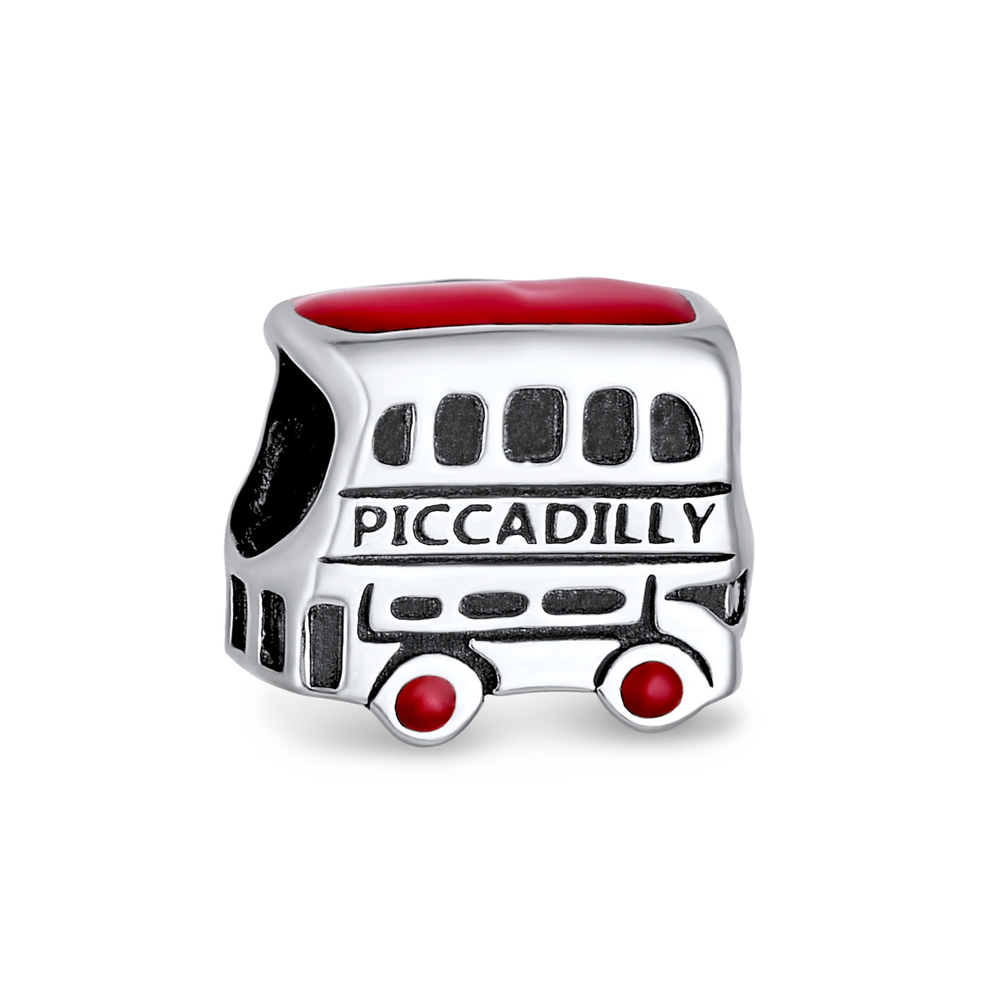 Set of 2 London Big Ben and Double Decker Bus Charm Bead Sterling Silver