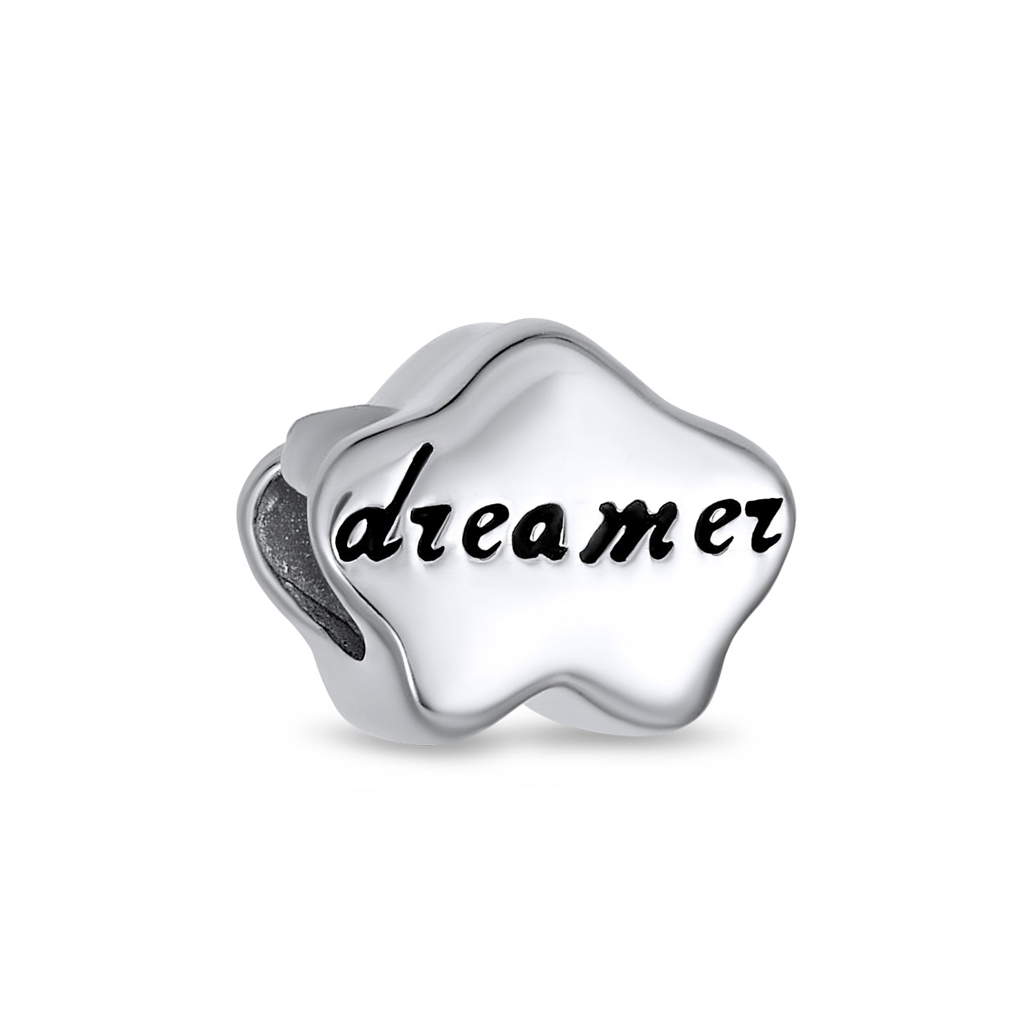 .925 Sterling Silver Guardian Fairy Angel Cherub Wings Heart & Cloud Word Dreamer Charm Bead (Set)