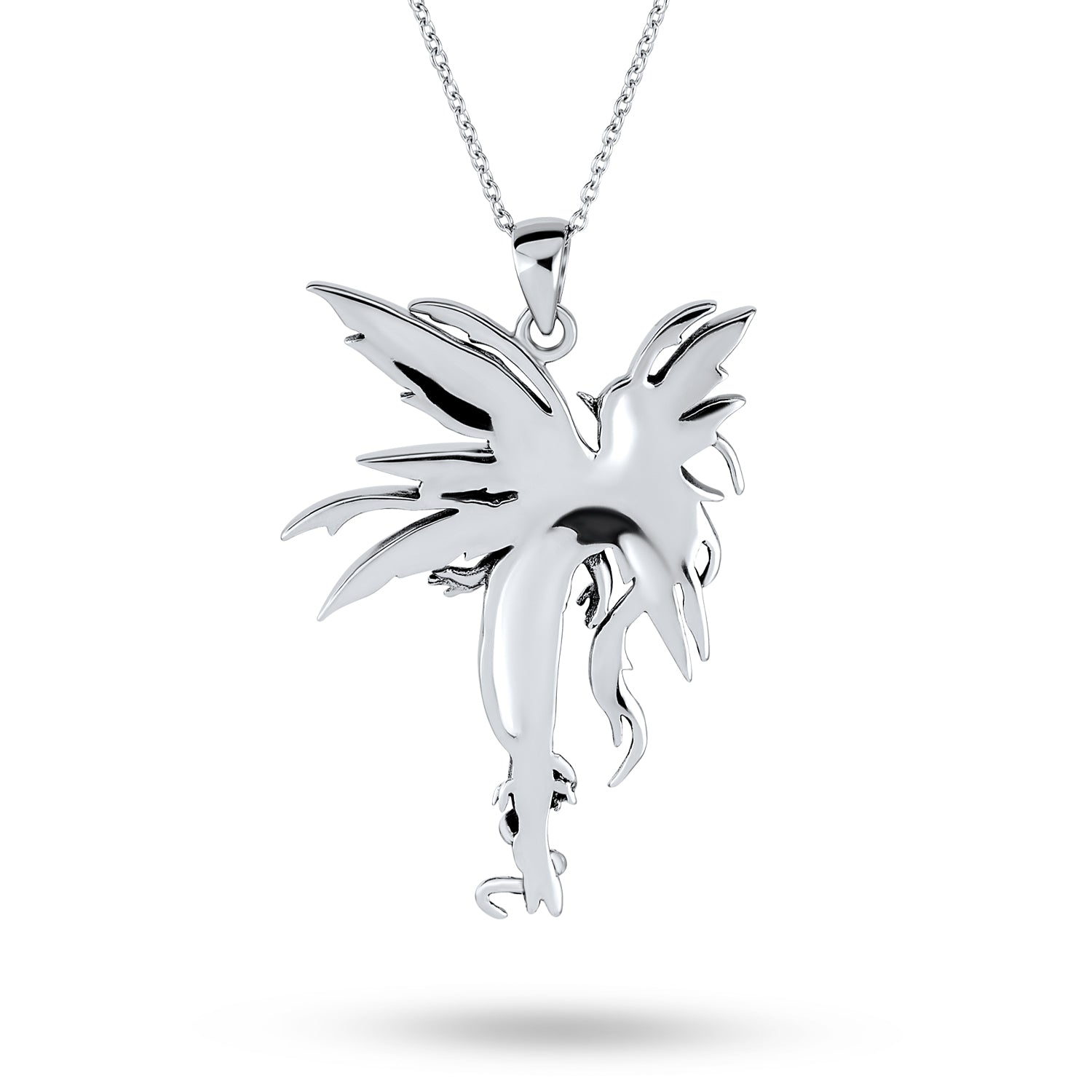 Whimsical Fairy Pendant Necklace Tinkerbell Pixie Angel Oxidized .925 Sterling Silver