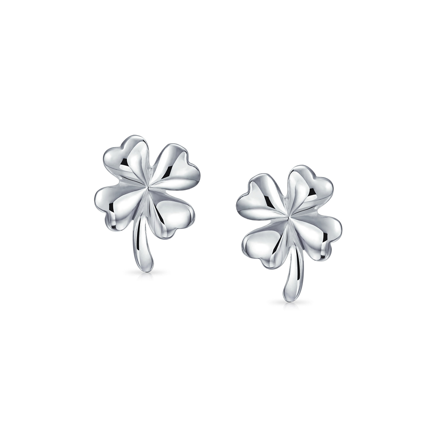 Set of 2 Irish Shamrock Stud Earrings Gold Plated Silver St. Patrick's Day Charm