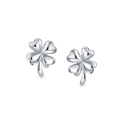 Set of 2 Irish Shamrock Stud Earrings Gold Plated Silver St. Patrick's Day Charm
