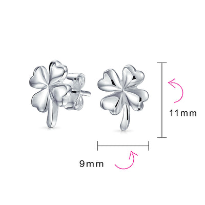 Set of 2 Irish Shamrock Stud Earrings Gold Plated Silver St. Patrick's Day Charm